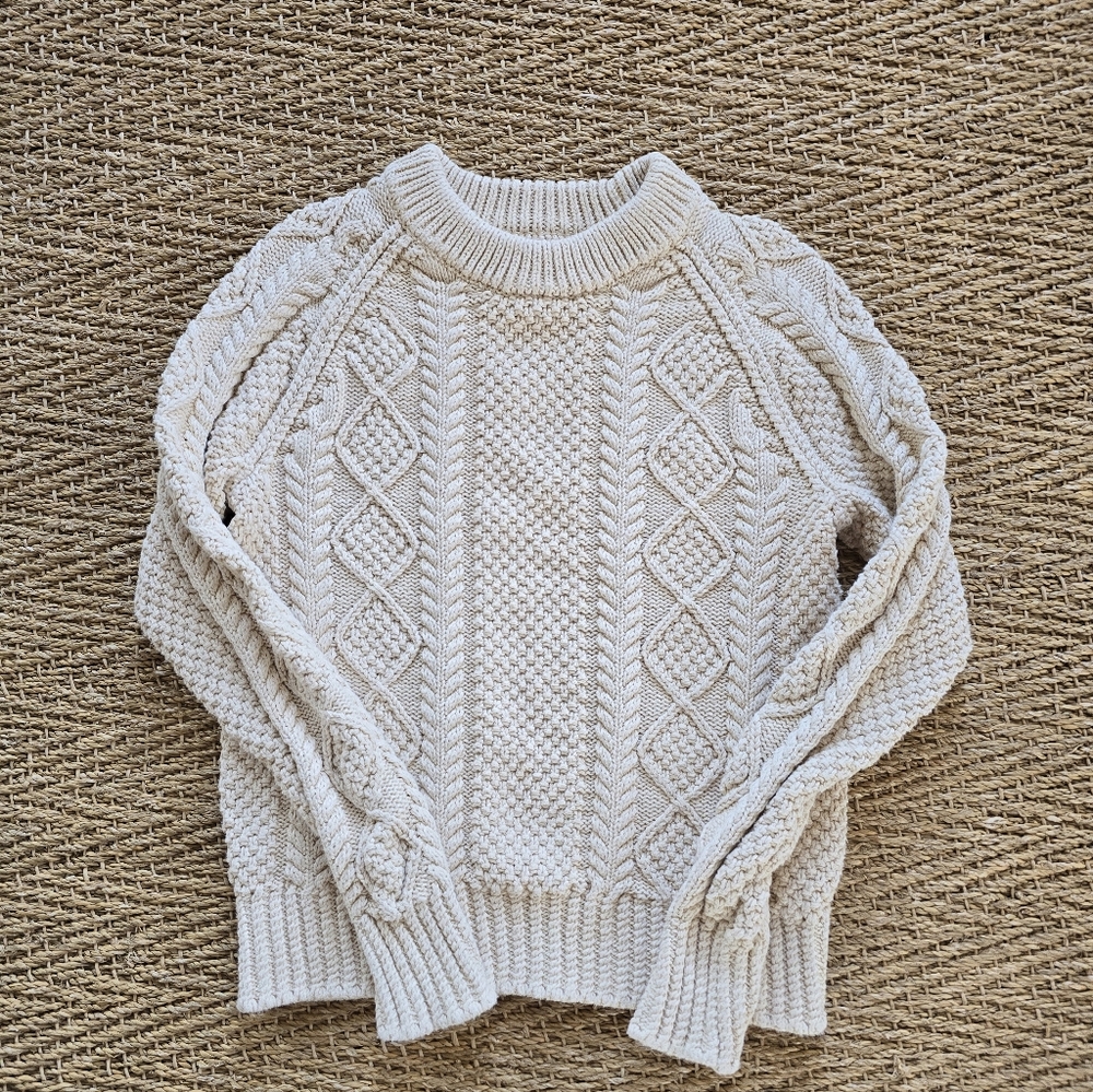 Cozy LL Bean Cream Cable Knit Sweater